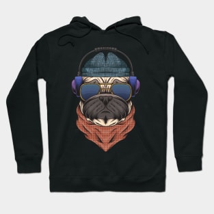 Pug dog with headphone Hoodie